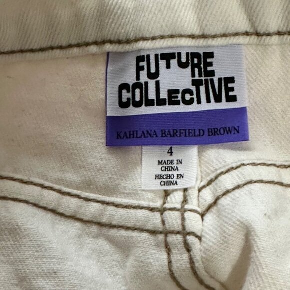 Future Collective Kahlana Brown High Rise Overlap Waist Straight Leg Jeans 4 - Picture 5 of 8